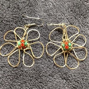 Gold flower earrings